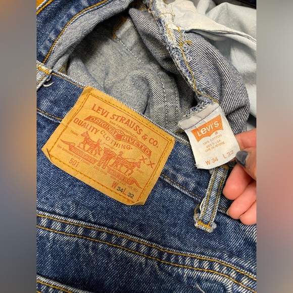 Vintage 1990 Levi’s 501 Made in USA Jeans Hemmed Altered Button Fly Short Length - Picture 6 of 9